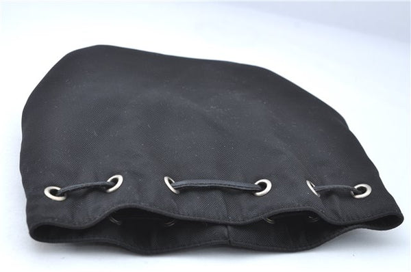 Authentic GUCCI Drawstring Pouch Purse Nylon Enamel 0390973 Black J1854