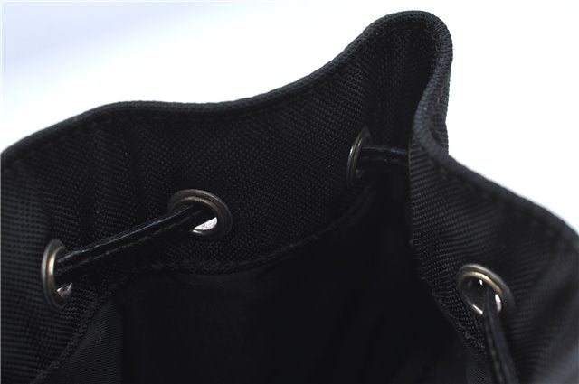 Authentic GUCCI Drawstring Pouch Purse Nylon Enamel 0390973 Black J1854