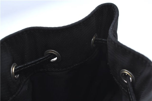 Authentic GUCCI Drawstring Pouch Purse Nylon Enamel 0390973 Black J1854