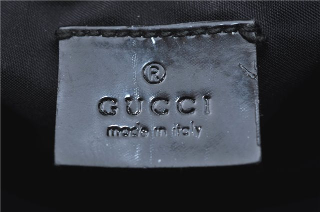 Authentic GUCCI Drawstring Pouch Purse Nylon Enamel 0390973 Black J1854