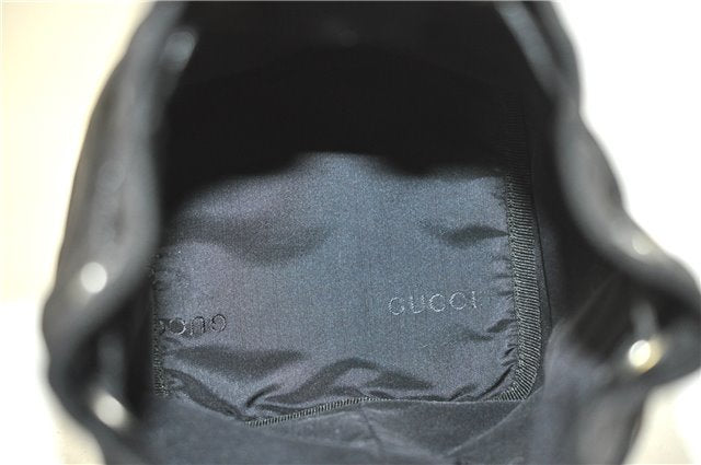 Authentic GUCCI Drawstring Pouch Purse Nylon Enamel 0390973 Black J1854
