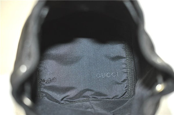 Authentic GUCCI Drawstring Pouch Purse Nylon Enamel 0390973 Black J1854