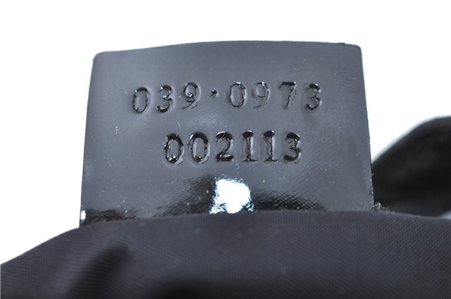 Authentic GUCCI Drawstring Pouch Purse Nylon Enamel 0390973 Black J1854