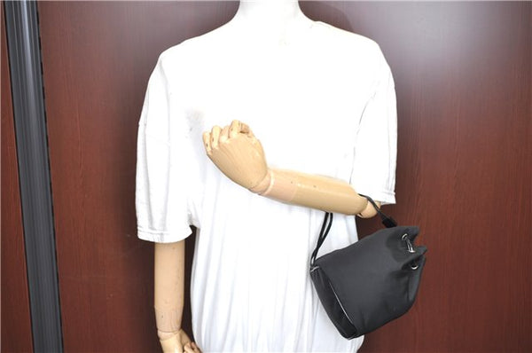 Authentic GUCCI Drawstring Pouch Purse Nylon Enamel 0390973 Black J1854