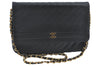 Authentic CHANEL Lamb Skin Chain Shoulder Cross Body Bag Purse Black CC J1856