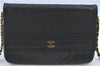 Authentic CHANEL Lamb Skin Chain Shoulder Cross Body Bag Purse Black CC J1856
