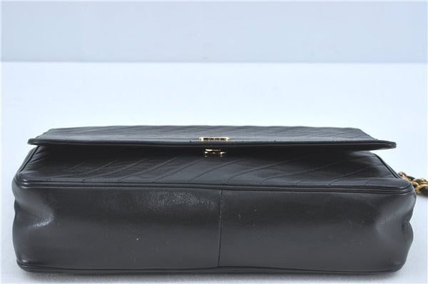 Authentic CHANEL Lamb Skin Chain Shoulder Cross Body Bag Purse Black CC J1856
