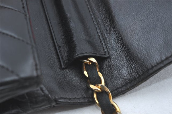 Authentic CHANEL Lamb Skin Chain Shoulder Cross Body Bag Purse Black CC J1856
