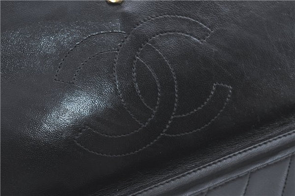 Authentic CHANEL Lamb Skin Chain Shoulder Cross Body Bag Purse Black CC J1856