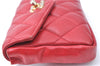 Authentic CHANEL Lamb Skin Matelasse CC Logo Chain Waist Body Bag Red J1857