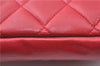 Authentic CHANEL Lamb Skin Matelasse CC Logo Chain Waist Body Bag Red J1857