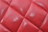 Authentic CHANEL Lamb Skin Matelasse CC Logo Chain Waist Body Bag Red J1857