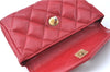 Authentic CHANEL Lamb Skin Matelasse CC Logo Chain Waist Body Bag Red J1857