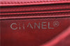 Authentic CHANEL Lamb Skin Matelasse CC Logo Chain Waist Body Bag Red J1857