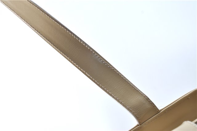 Authentic GUCCI Leather Shoulder Tote Bag Purse Beige J1862