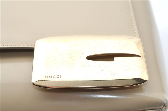 Authentic GUCCI Leather Shoulder Tote Bag Purse Beige J1862
