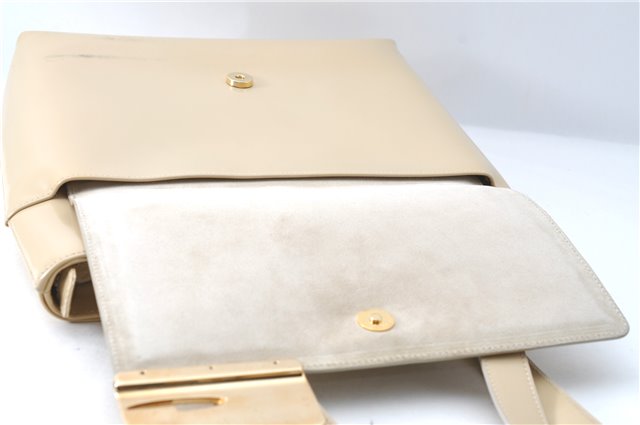 Authentic GUCCI Leather Shoulder Tote Bag Purse Beige J1862