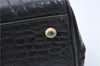 Authentic YVES SAINT LAURENT Hand Bag Purse Leather Black J1865