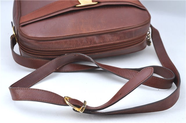 Auth Salvatore Ferragamo Vara Shoulder Cross Body Bag Purse Leather Brown J1866