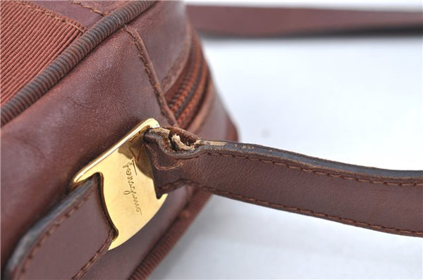 Auth Salvatore Ferragamo Vara Shoulder Cross Body Bag Purse Leather Brown J1866