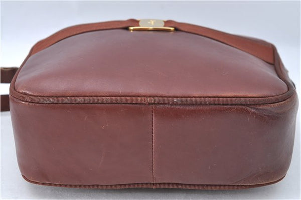 Auth Salvatore Ferragamo Vara Shoulder Cross Body Bag Purse Leather Brown J1866