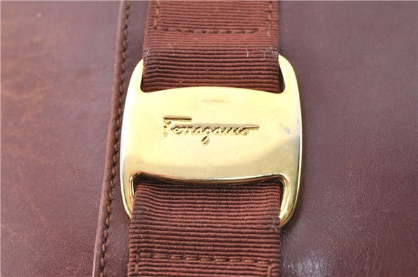 Auth Salvatore Ferragamo Vara Shoulder Cross Body Bag Purse Leather Brown J1866