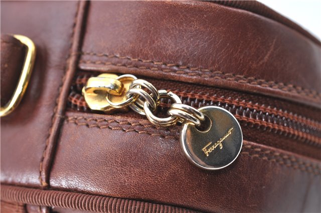 Auth Salvatore Ferragamo Vara Shoulder Cross Body Bag Purse Leather Brown J1866