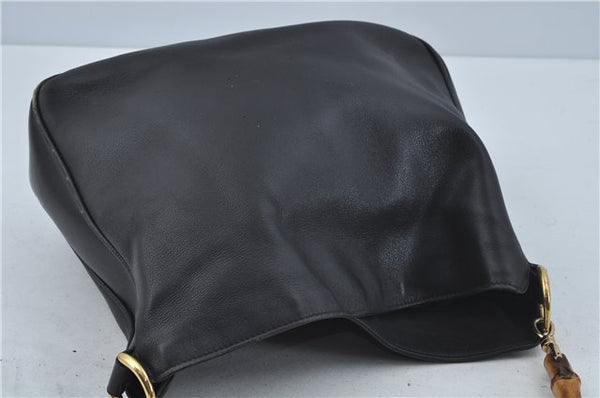 Authentic GUCCI Bamboo 2Way Shoulder Hand Bag Purse Leather Black Junk J1867
