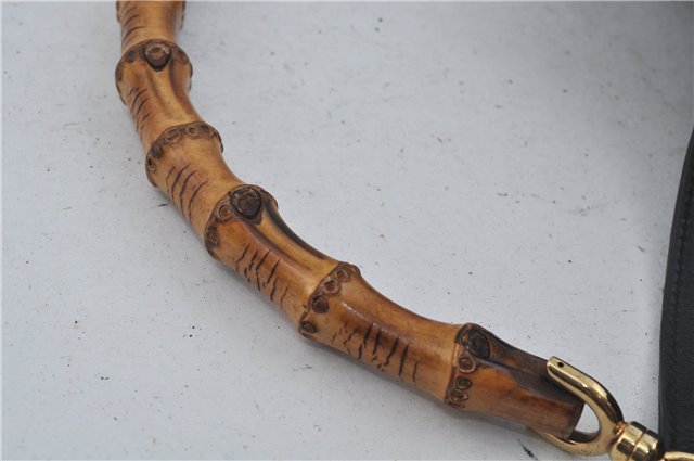 Authentic GUCCI Bamboo 2Way Shoulder Hand Bag Purse Leather Black Junk J1867