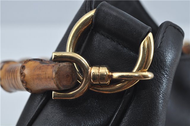 Authentic GUCCI Bamboo 2Way Shoulder Hand Bag Purse Leather Black Junk J1867