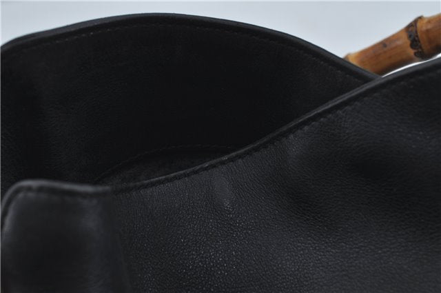 Authentic GUCCI Bamboo 2Way Shoulder Hand Bag Purse Leather Black Junk J1867