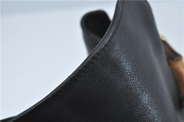 Authentic GUCCI Bamboo 2Way Shoulder Hand Bag Purse Leather Black Junk J1867