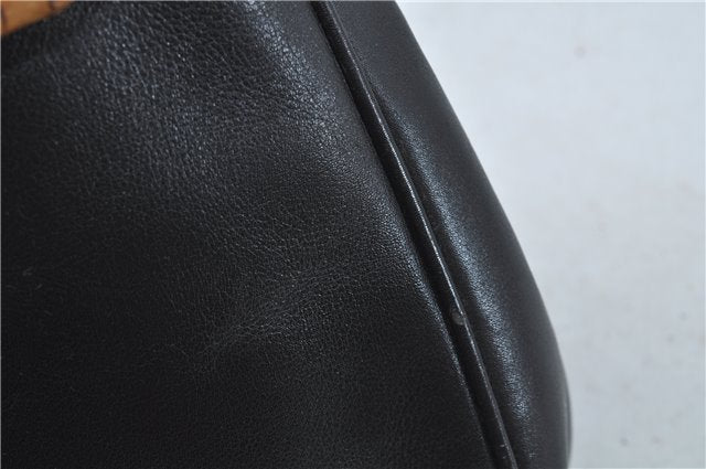 Authentic GUCCI Bamboo 2Way Shoulder Hand Bag Purse Leather Black Junk J1867