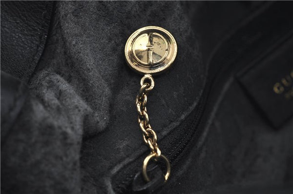 Authentic GUCCI Bamboo 2Way Shoulder Hand Bag Purse Leather Black Junk J1867