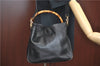 Authentic GUCCI Bamboo 2Way Shoulder Hand Bag Purse Leather Black Junk J1867
