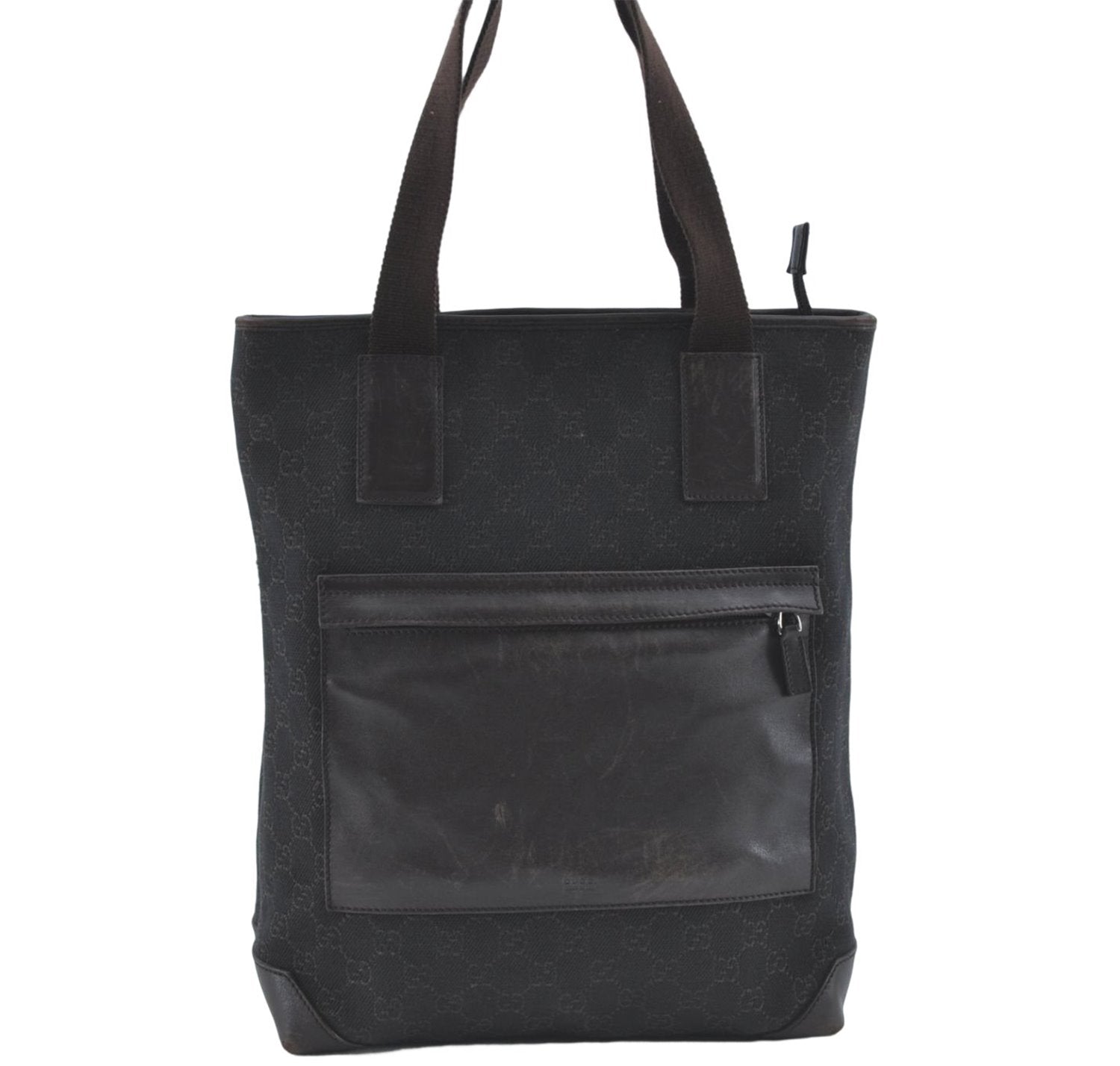 Authentic GUCCI Shoulder Tote Bag GG Canvas Leather 180450 Brown J1869