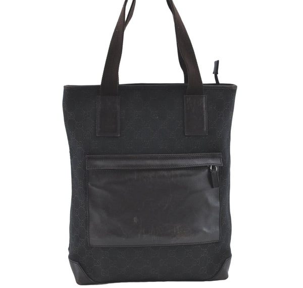 Authentic GUCCI Shoulder Tote Bag GG Canvas Leather 180450 Brown J1869