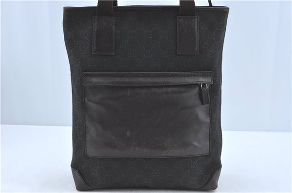 Authentic GUCCI Shoulder Tote Bag GG Canvas Leather 180450 Brown J1869