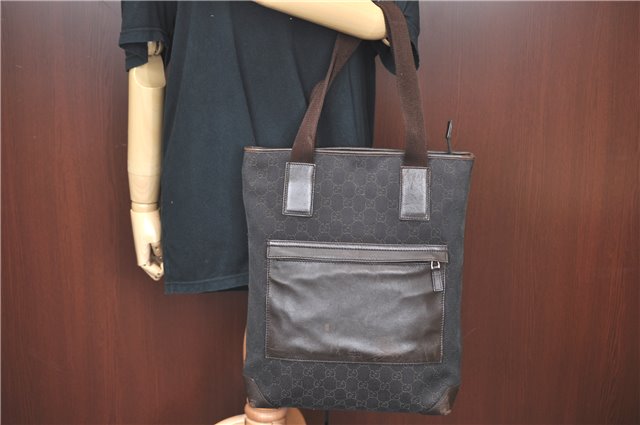 Authentic GUCCI Shoulder Tote Bag GG Canvas Leather 180450 Brown J1869