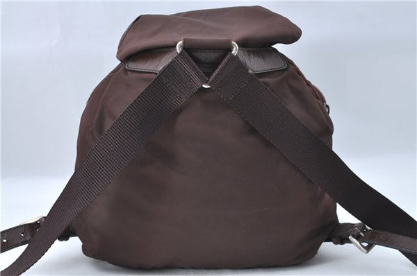 Authentic PRADA Nylon Leather Backpack Brown J1872