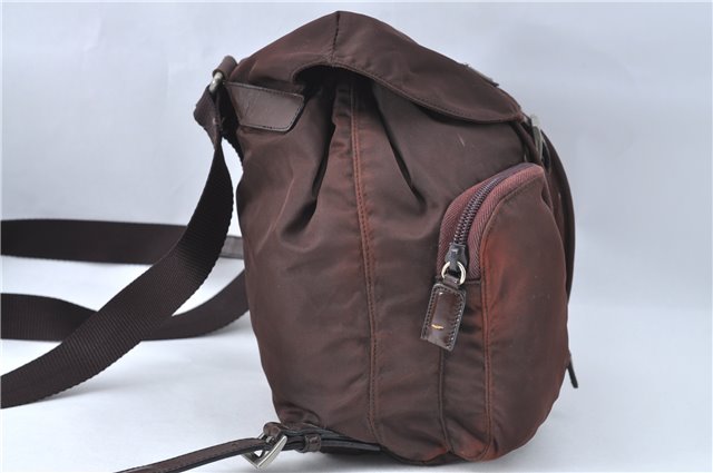 Authentic PRADA Nylon Leather Backpack Brown J1872