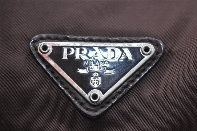 Authentic PRADA Nylon Leather Backpack Brown J1872