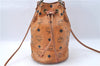 Authentic MCM Visetos Leather Vintage Shoulder Cross Body Bag Purse Brown J1873