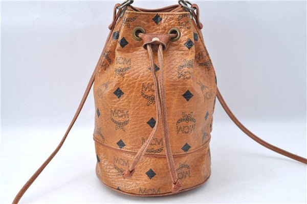 Authentic MCM Visetos Leather Vintage Shoulder Cross Body Bag Purse Brown J1873