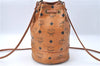 Authentic MCM Visetos Leather Vintage Shoulder Cross Body Bag Purse Brown J1873