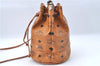 Authentic MCM Visetos Leather Vintage Shoulder Cross Body Bag Purse Brown J1873