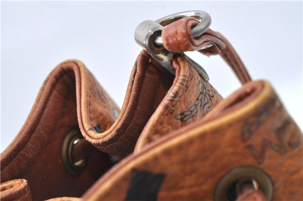 Authentic MCM Visetos Leather Vintage Shoulder Cross Body Bag Purse Brown J1873