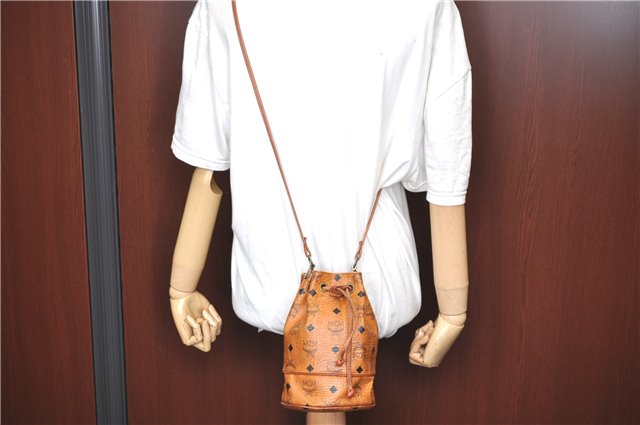 Authentic MCM Visetos Leather Vintage Shoulder Cross Body Bag Purse Brown J1873