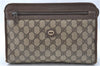 Authentic GUCCI Clutch Hand Bag Purse GG PVC Leather Brown Junk J1876