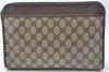 Authentic GUCCI Clutch Hand Bag Purse GG PVC Leather Brown Junk J1876